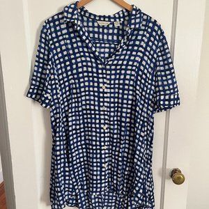 Anthropologie 11.1 THYLO Blue Print Blouse Size M